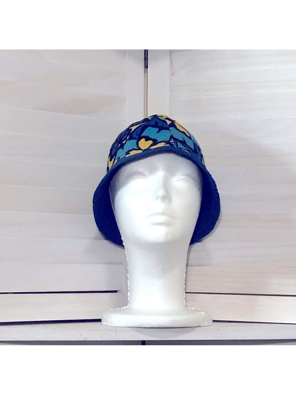 Vintage Kids Tropical Bucket Hat Blue Teal Green Medium